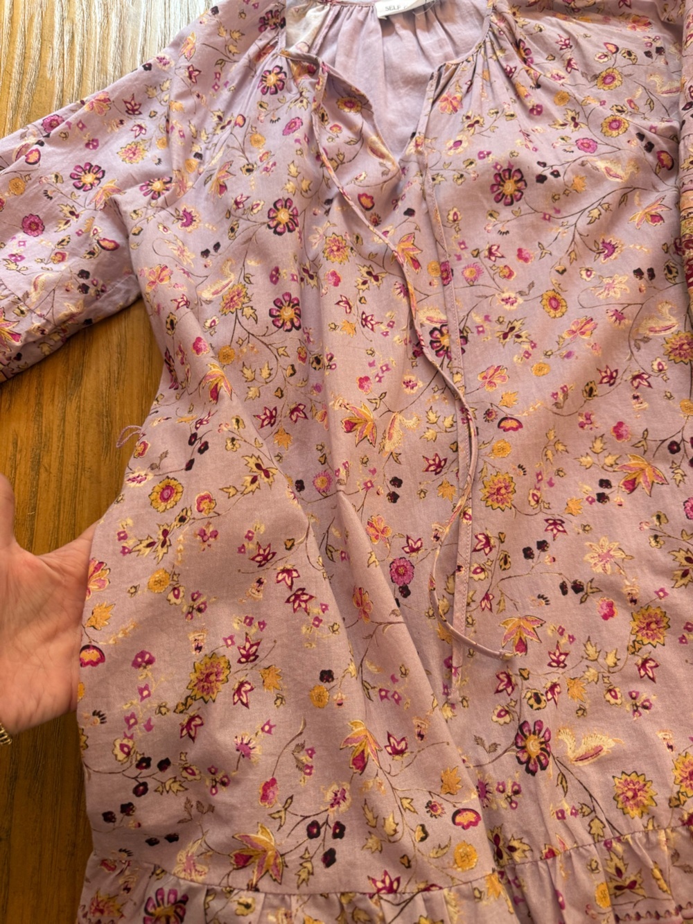 Self Contrast Floral Paisley Ruffle Hem Mini Dress Lavender Purple Size Small - Picture 10 of 16